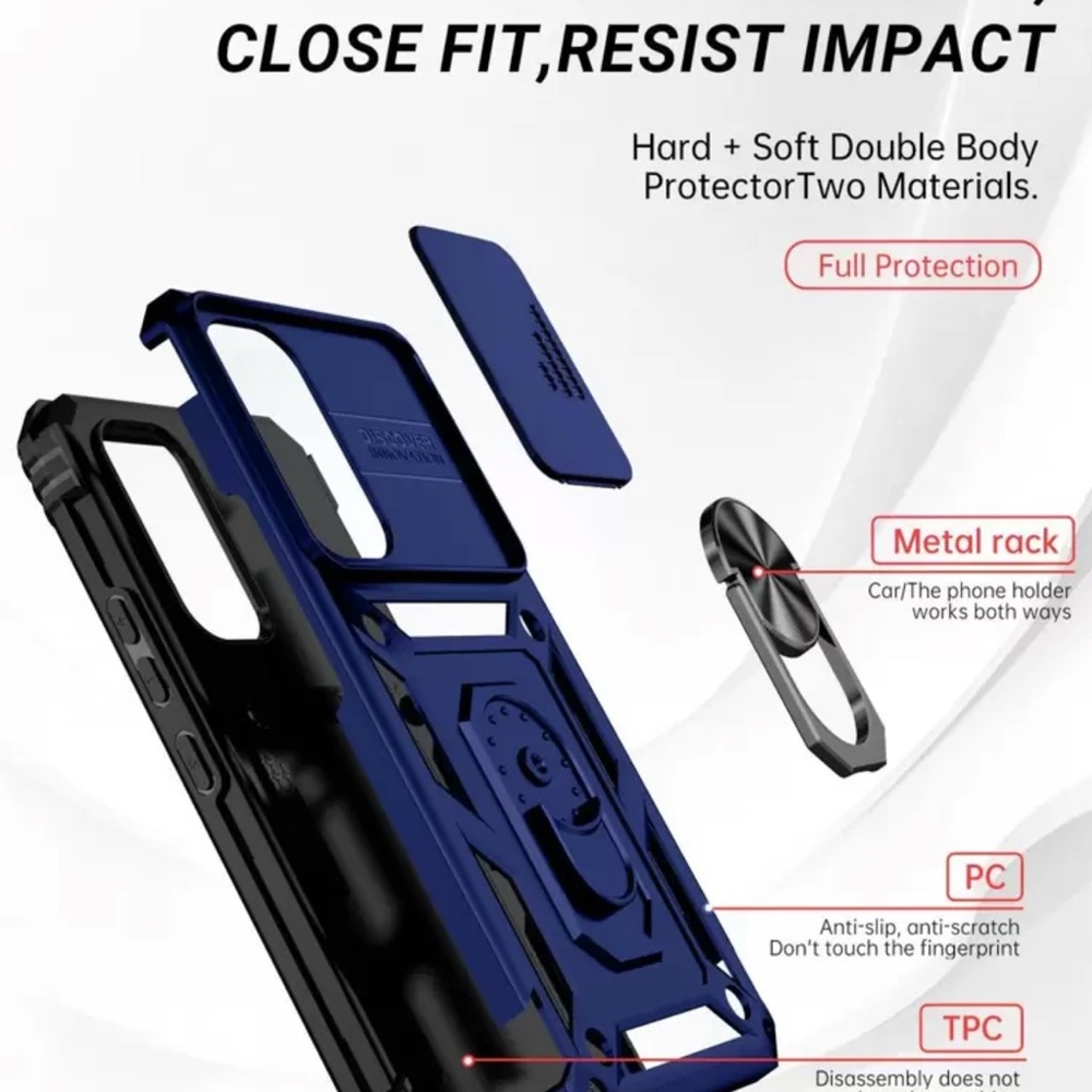 Samsung Galaxy S25 Ultra Case Cover Sleek Blue with Rotating Ring Stand - Picture 8 of 9